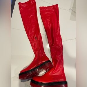 Azalea Wang thigh high platform boots